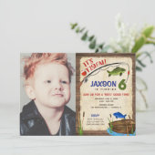 Junge aus dem 6. Jubiläum im Freien Foto Einladung (Stehend Vorderseite)