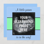 Junge Baby angepasste Ultraschallfoto-Vorlage Einladung (Vorne/Hinten)