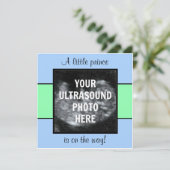 Junge Baby angepasste Ultraschallfoto-Vorlage Einladung (Stehend Vorderseite)