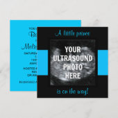 Junge Baby angepasste Ultraschallfoto-Vorlage Einladung (Vorne/Hinten)