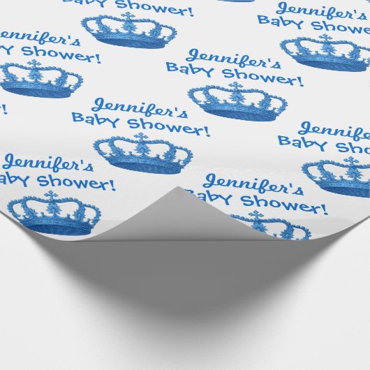 JUNGE Baby-Duschen-Name-blaue Krone 1 Geschenkpapier (Ecke)