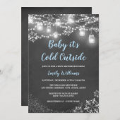 Junge Baby es ist kalte Outside Winter Baby Dusche Einladung (Vorne/Hinten)