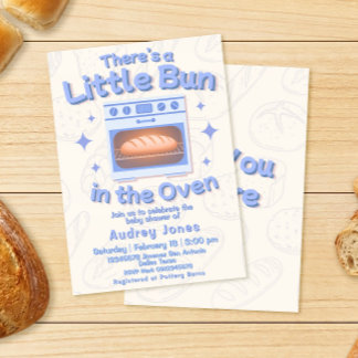 Junge-Baby-Party-Einladung "Brötchen im Ofen" Einladung