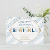 Junge Baby Sprinkle Einladung blaue goldene Streif (Stehend Vorderseite)