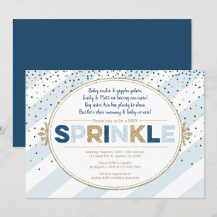 Junge Baby Sprinkle Einladung blaue goldene Streif