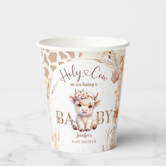 Junge Babydusche Boho Geschlecht neutral Pappbecher (Rückseite)