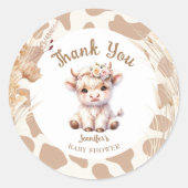 Junge Babydusche Boho Geschlecht neutral Runder Aufkleber (Vorderseite)