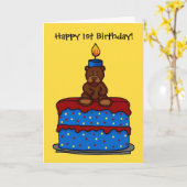 Junge Bär am 1. Geburtstag Karte (Gelbe Blume)