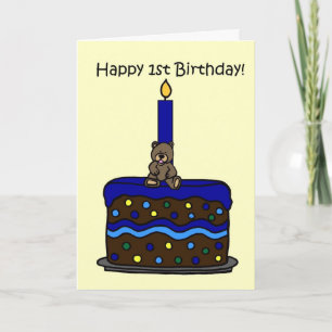 Junge Bär auf Kuchen 1. Geburtstag Karte
