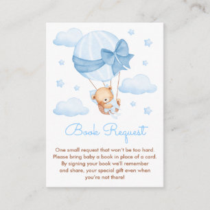 Junge Bär Blaues Luftballon Baby Shower Buchanfrag Begleitkarte