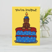 Junge Bär Geburtstagsfeier Einladung (Stehend Vorderseite)