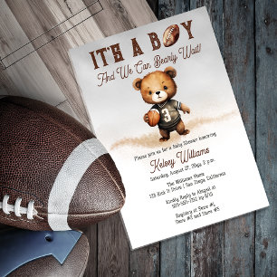 Junge Bär wartet kaum American Football Baby Showe Acryleinladungen