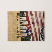 Junge Baseball-Spieler, die teilweise von Puzzle (Horizontal)