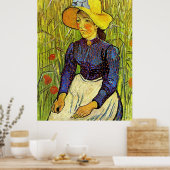Junge Bauernfrau mit Strawhat, Vincent van Gogh Poster (Küche)