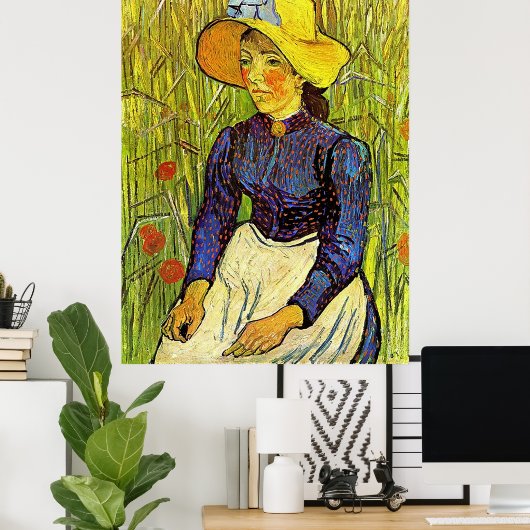 Junge Bauernfrau mit Strawhat, Vincent van Gogh Poster (Heimbüro)