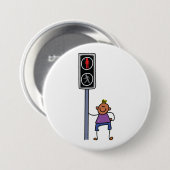 Junge bei Fußgängerüberquerung mit rotem Stoppsign Button (Vorne & Hinten)