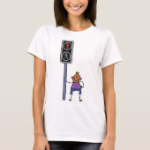 Junge bei Fußgängerüberquerung mit rotem Stoppsign T-Shirt (Vorderseite)