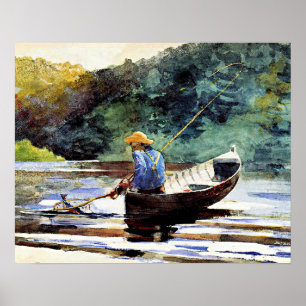 Junge beim Fischen, Kunstwerk von Winslow Homer Poster