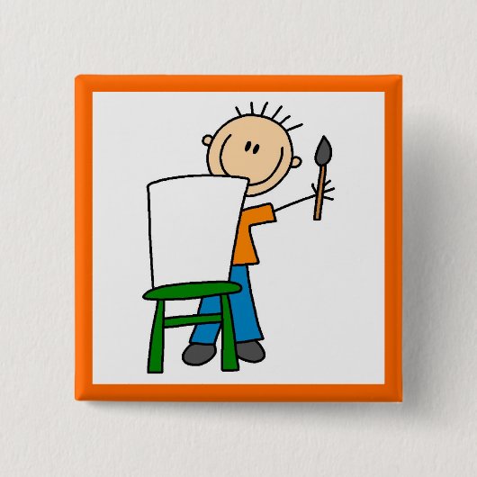 Junge beim Malen Button (Vorderseite)