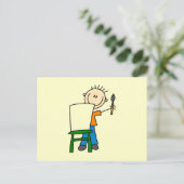 Junge beim Malen Postkarte (Stehend Vorderseite)