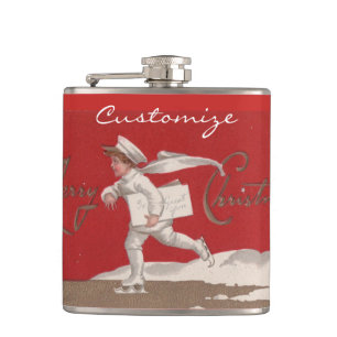 Junge beim Skaten Vintage Thunder_Cove Weihnachten Flachmann