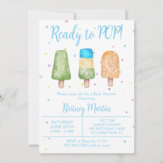 Junge Bereit zum Pop Sommer Baby Dusche Einladung (Vorderseite)