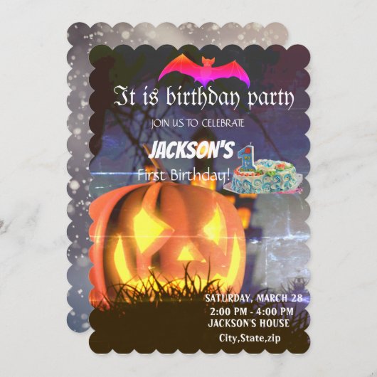 Junge BIRTHADAY EINLADUNG (Vorne/Hinten)