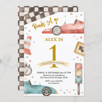 Junge Birthday Racing Cars Einladung