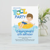 Junge Birthday Summer Pool Party Einladung (Stehend Vorderseite)