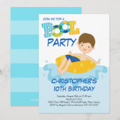 Junge Birthday Summer Pool Party Einladung (Vorne/Hinten)