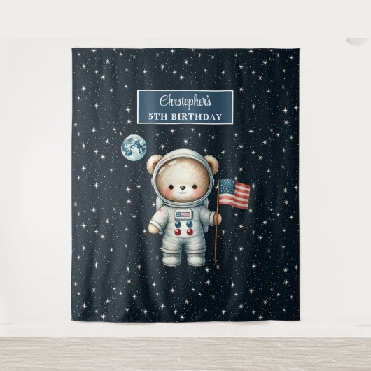 Junge Birthday Wall Decke mit Space Teddy Bären Wandteppich (Vorderseite)