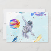 Junge blaue Astronaut Space Geburtstagsparty Einladung (Rückseite)