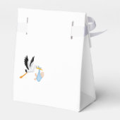 Junge blaue niedliche Storchendusche Geschenkschachtel (Rückseite)