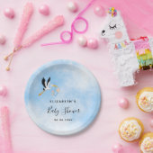 Junge blaue niedliche Storchendusche Pappteller (Party)