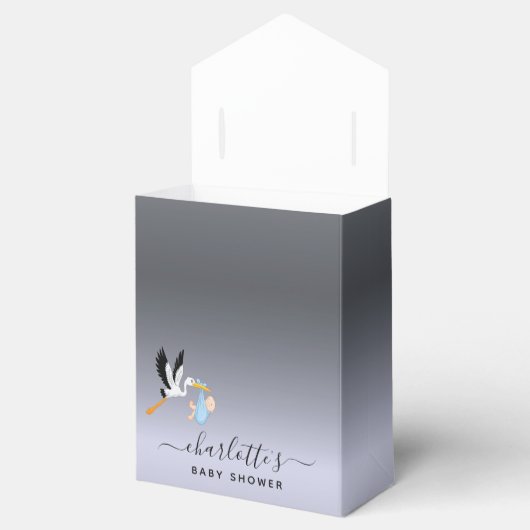 Junge blaue Storchendusche Geschenkschachtel (Geöffnet)