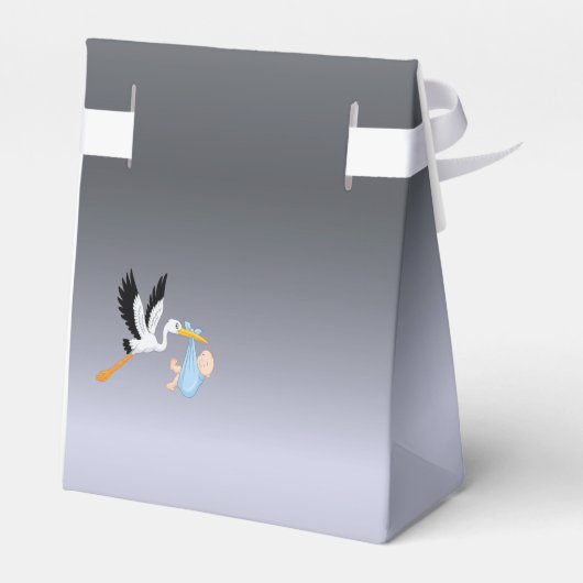 Junge blaue Storchendusche Geschenkschachtel (Rückseite)