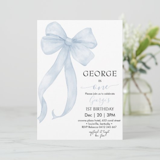 Junge blauen Buggeburt Einladung (Stehend Vorderseite)