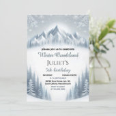 Junge blauer Schnee Winter Onederland 13. Geburtst Einladung (Stehend Vorderseite)