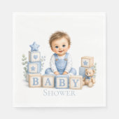 Junge blockiert Babyparty Serviette (Vorderseite)