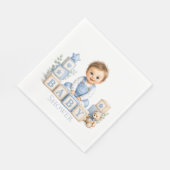 Junge blockiert Babyparty Serviette (Ecke)