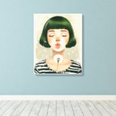 Junge blühende Leuchte mit geschlossenem mit Augen Leinwanddruck (Insitu (Holzboden))