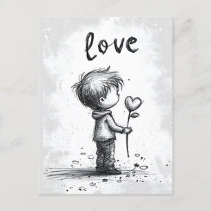 Junge Blume Valentinstag Postkarte