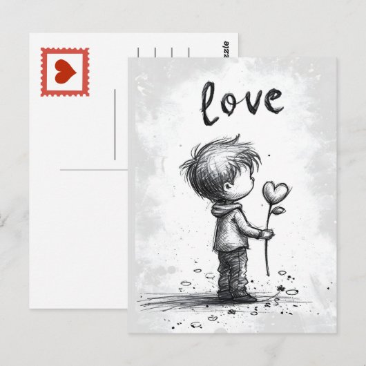 Junge Blume Valentinstag Postkarte (Vorne/Hinten)