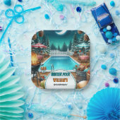 Junge bruh Barbeque Winter Pool Party 13. Geburtst Pappteller (Party)