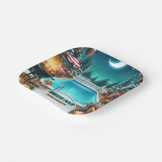 Junge bruh Barbeque Winter Pool Party 13. Geburtst Pappteller (Gewinkelt)