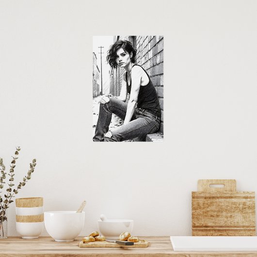 Junge Brünette Poster (Küche)