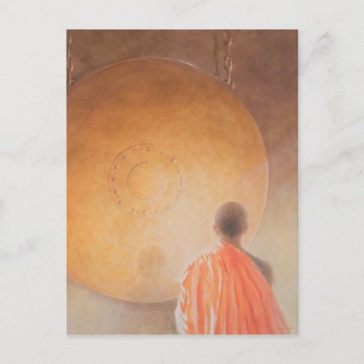 Junge buddhistische Mönche und Gong Bhutan 2010 Postkarte (Vorderseite)