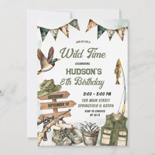 Junge Camouflage Jung Geburtstag Einladung (Vorderseite)