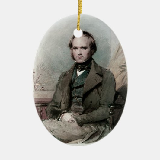 Junge Charles Darwin-Porträt-Oval-Verzierung Keramik Ornament (Vorne)