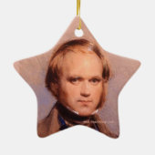 Junge Charles Darwin-Porträt-Stern-Verzierung Keramik Ornament (Hinten)